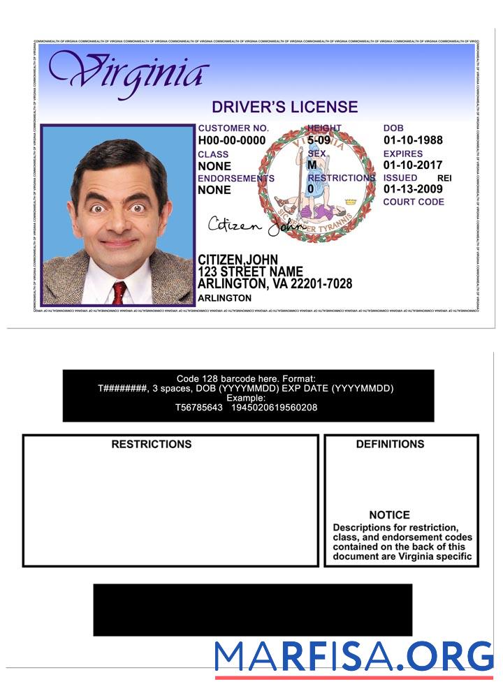 Realistic USA Virgina DL version 2 example